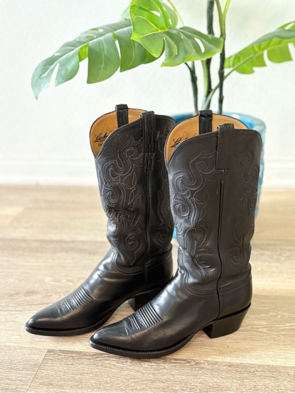 Lucchese Vintage Black Ranch Hand Cowboy Boots | Excellent Condition | Size 7 - Picture 4 of 10